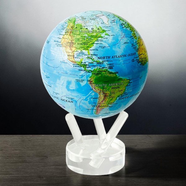 Гіро-глобус Solar Globe MOVA «Фізична карта світу» 11,4 см з автоматичним обертанням від світла, США