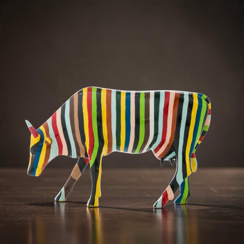 Колекційна статуетка CowParade «Striped» різнокольорова смугаста корова, Size L, 30×9×20 см