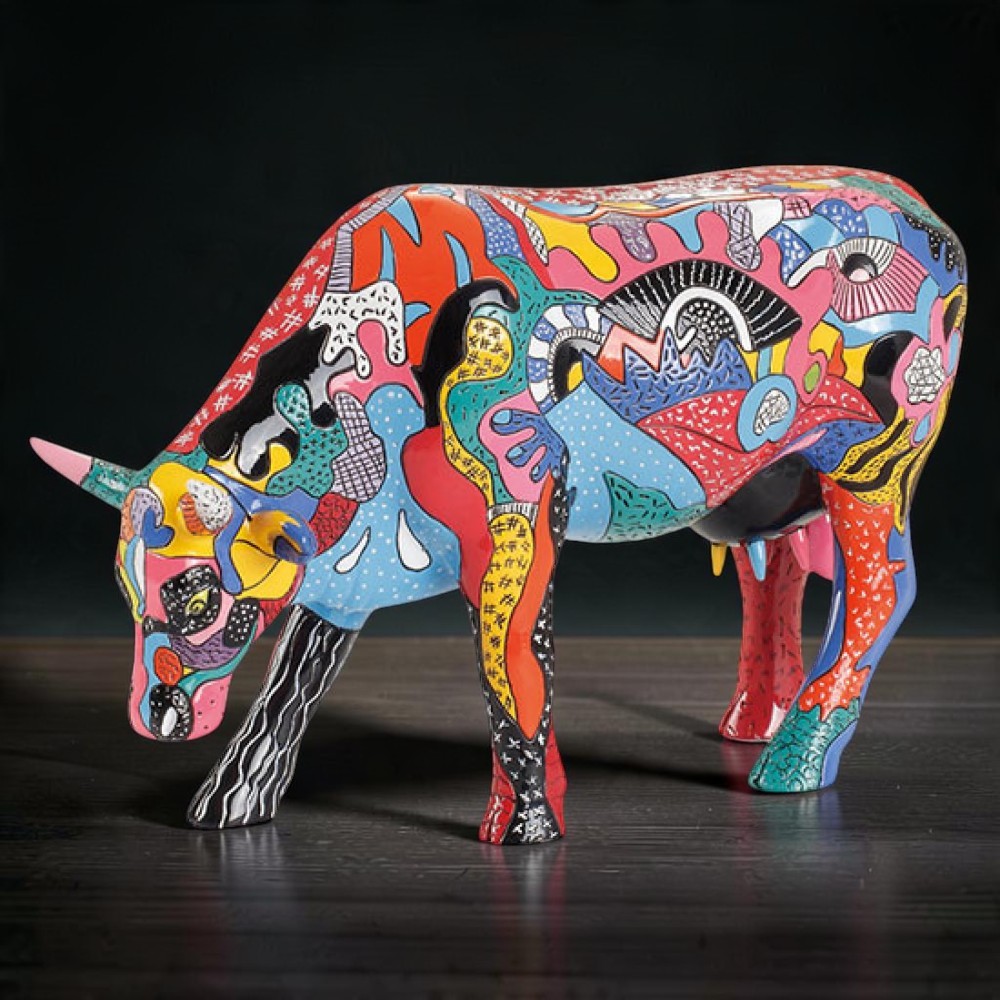 Колекційна статуетка CowParade «Partying with P-COW-sso» корова в стилі Пікассо, Size L, 30×9×20 см