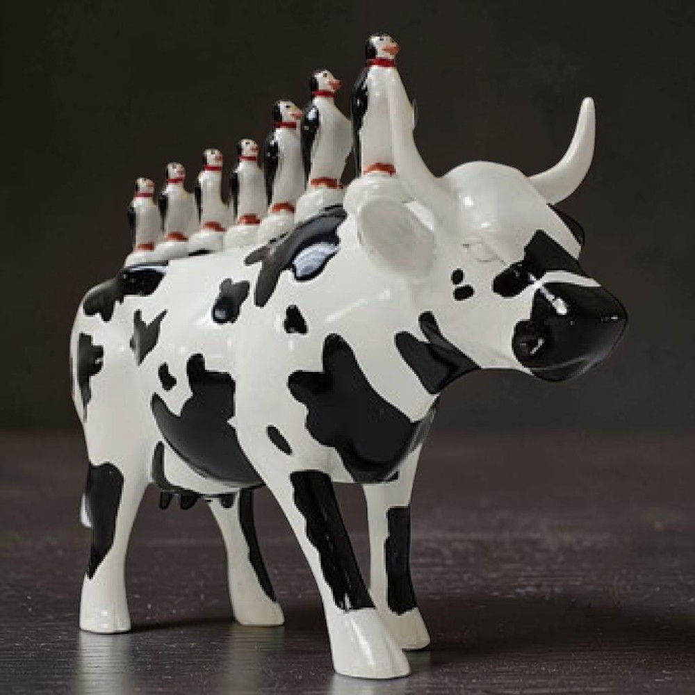 Колекційна статуетка CowParade «Transporte Coletivo» корова з пінгвінами, 30×9×20 см