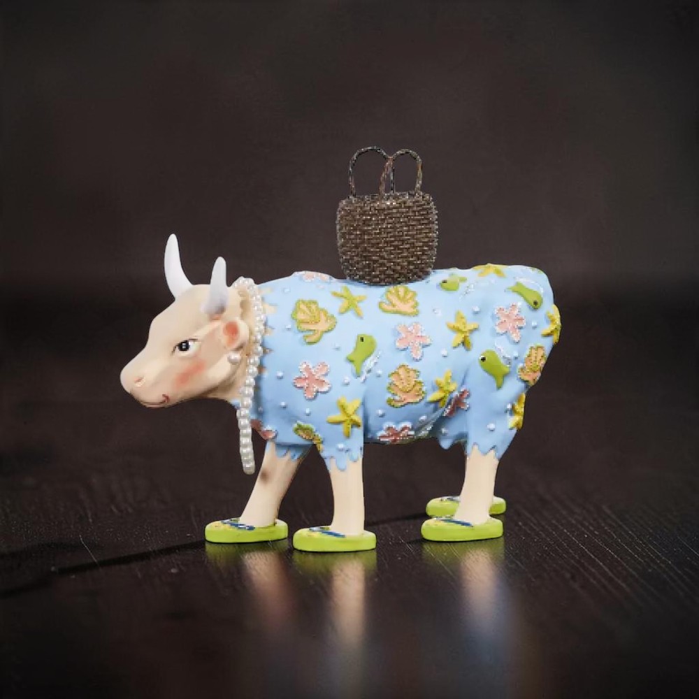 Колекційна статуетка CowParade «Miss Palm Beach» корова у пляжному вбранні, Size M, 15×5×11 см