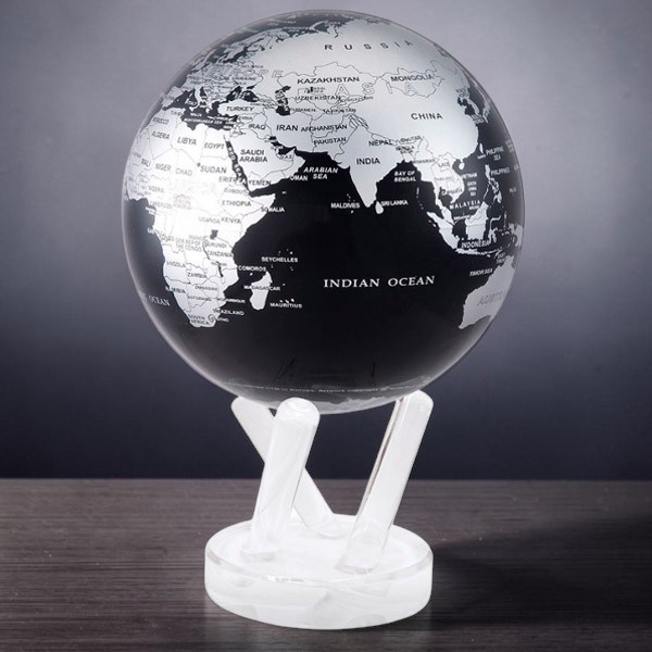 Гіро-глобус чорно-білий Solar Globe MOVA «Політична карта світу» 15,3 см з автоматичним обертанням від світла, США