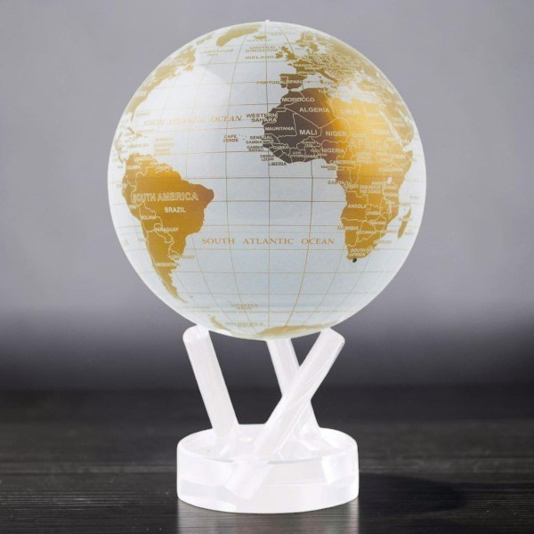 Гіро-глобус Solar Globe MOVA «Політична карта світу» 11,4 см біло-золотий з автоматичним обертанням від світла, США