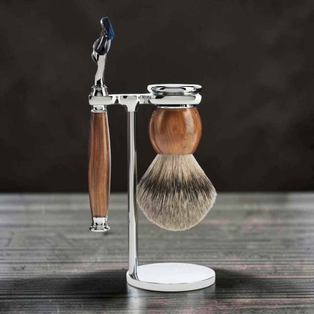 Елітний набір для гоління MÜHLE SOPHIST з бритвою Gillette Fusion, помазком із ворсу срібноперого борсука та підставкою, Німеччина