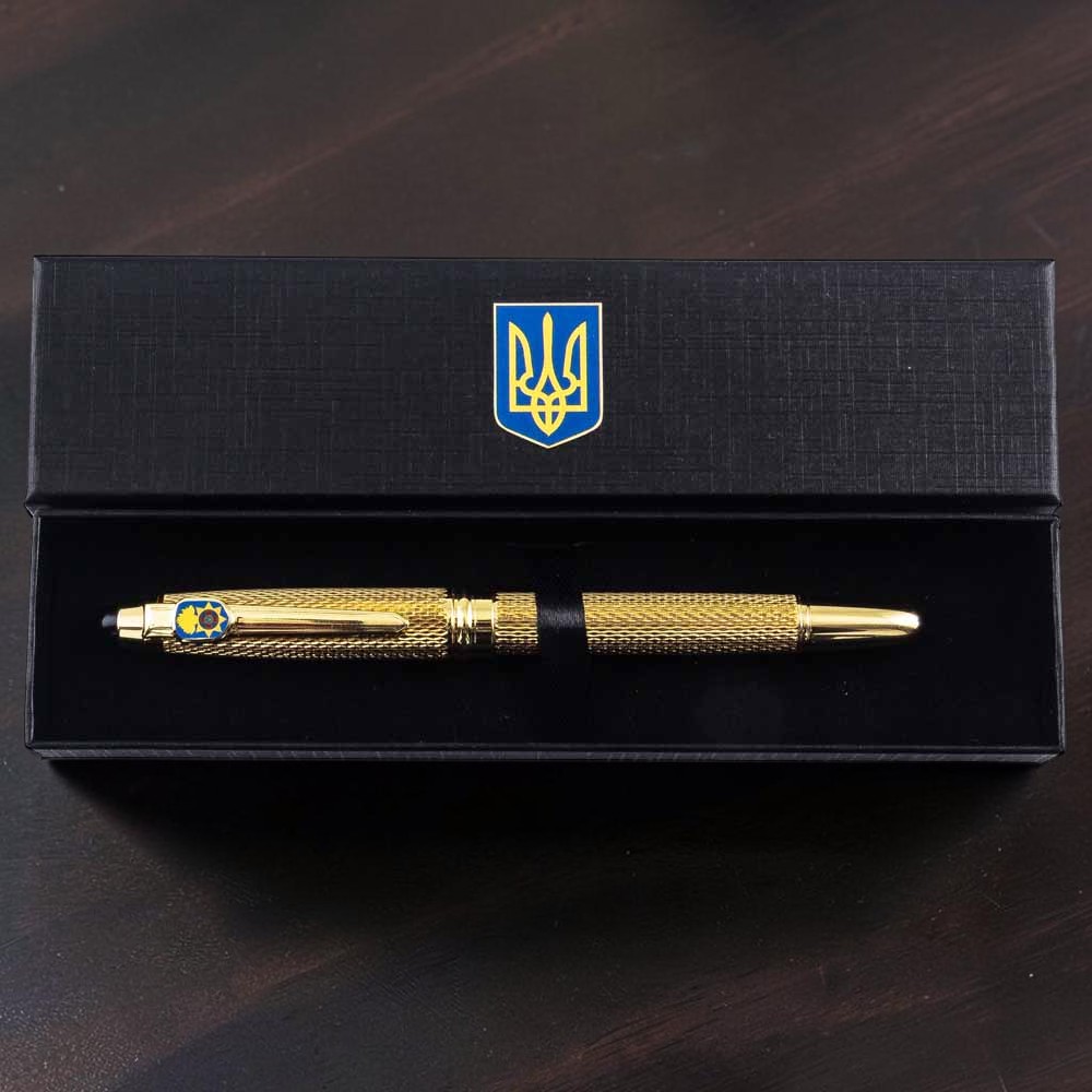 Подарунковий набір "Ручка з мініатюрою емблеми Національної гвардії України" TENSO у футлярі