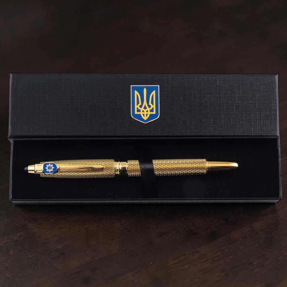 Подарунковий набір "Ручка з мініатюрою емблеми Національної поліції України" TENSO у футлярі