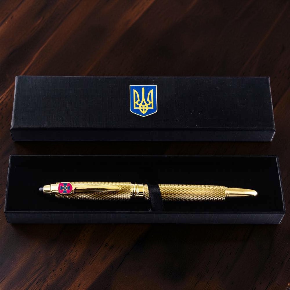 Подарункова ручка TENSO з мініатюрою емблеми Служби безпеки України у футлярі