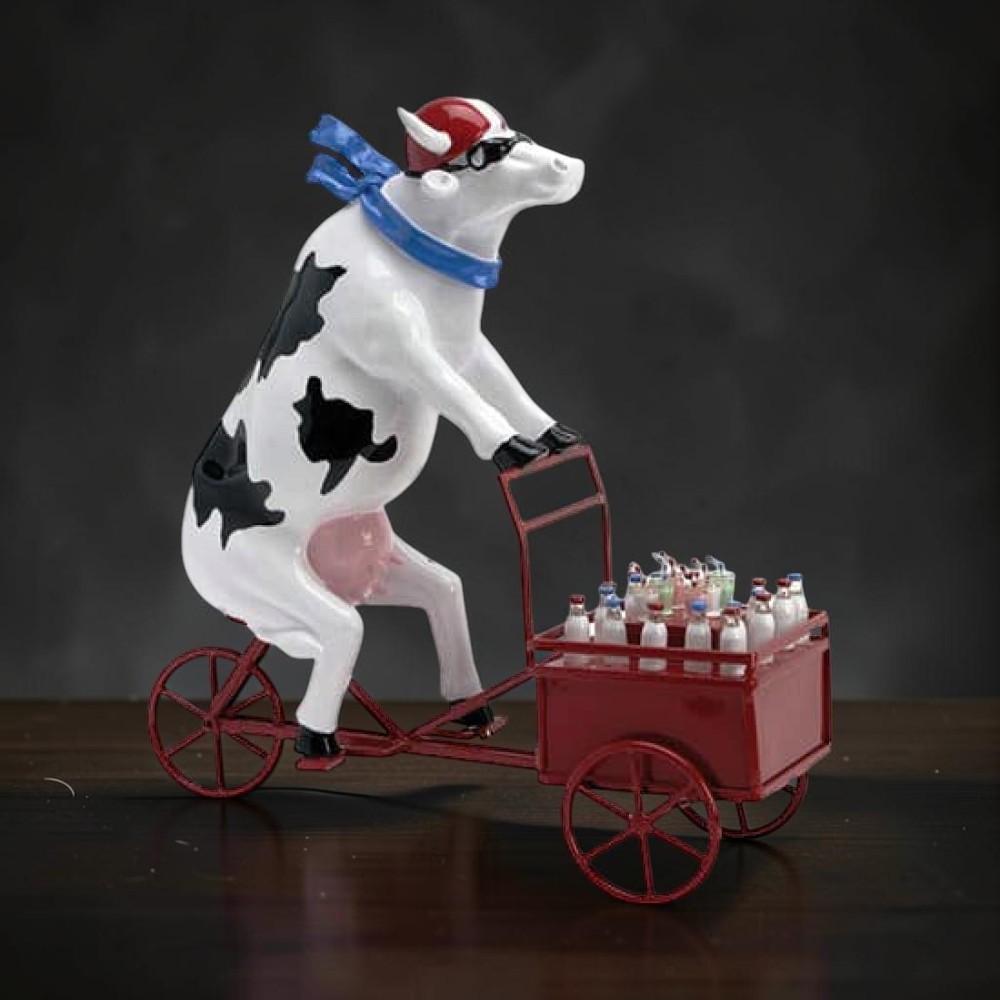 Колекційна статуетка CowParade «Lait Triporteur» корова-молочник на велосипеді, Size M