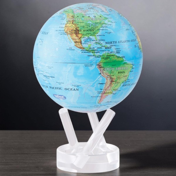 Гіро-глобус Solar Globe MOVA «Фізична карта світу» 15,3 см з автоматичним обертанням від світла, США